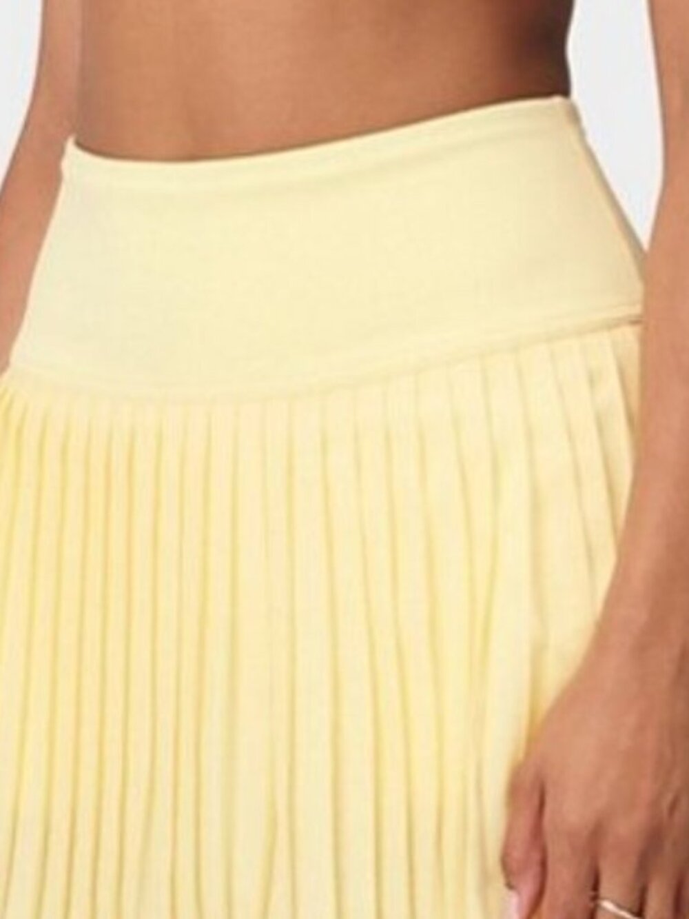 OTOS Athletic Sports Pleated Skirt/Skort Built-Shorts Wide Waistband Yellow L - Picture 3 of 5
